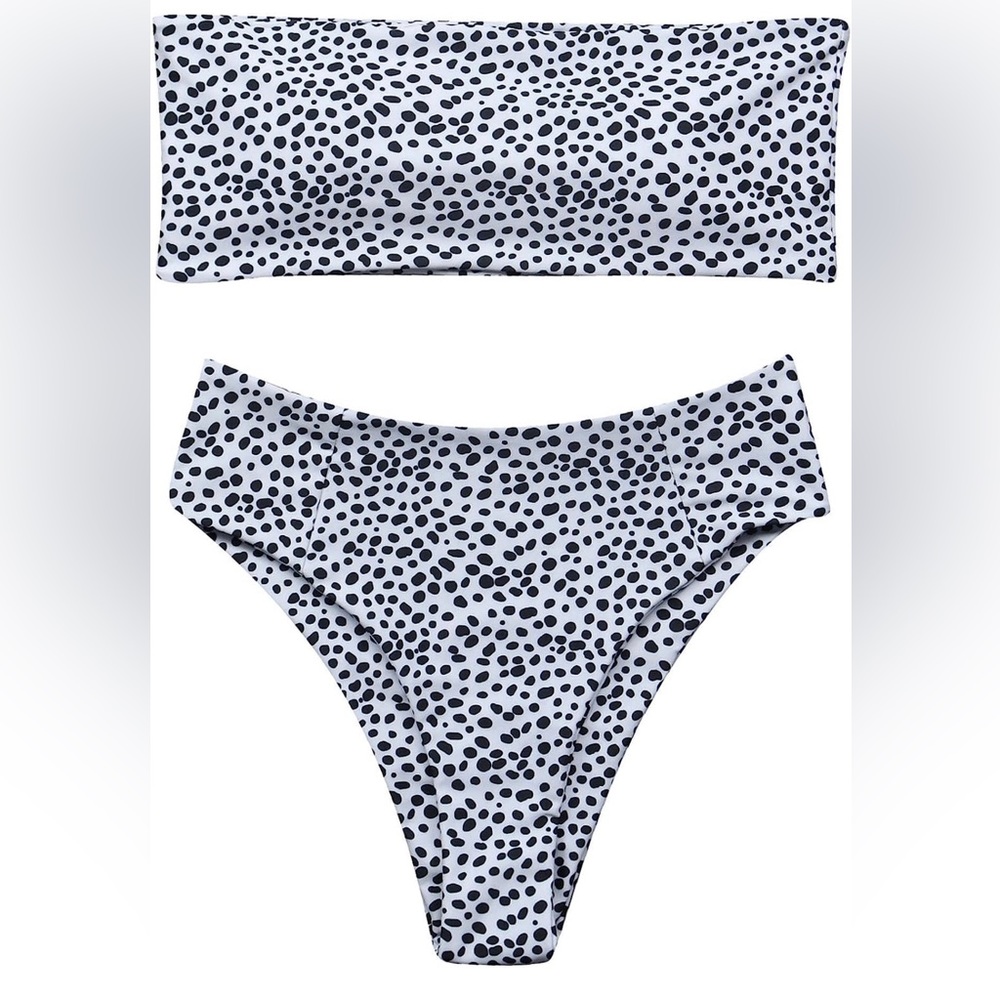 Leopard print bandeau swimsuit